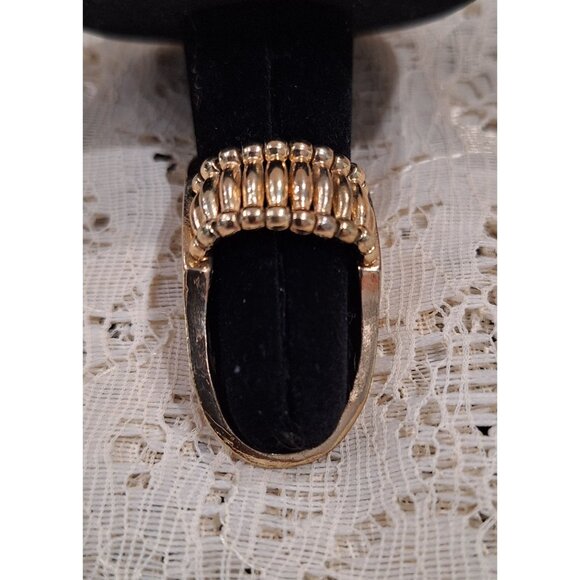 Gold-Tone Chevron Pattern Adjustable Statement Ring-Excellent Used Condition - Picture 6 of 6